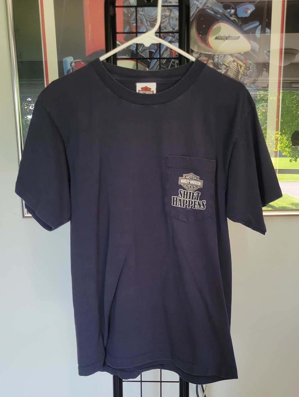 Harley-Davidson "Shift Happens" T-Shirt Medium Blue/Gray 2007
